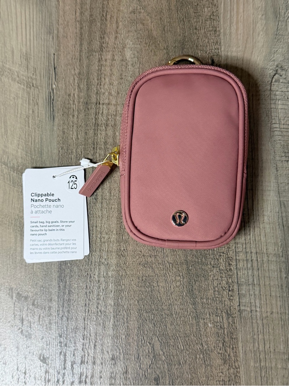RARE Lululemon Clippable Nano Pouch *Red Clay w/ gold hardware*